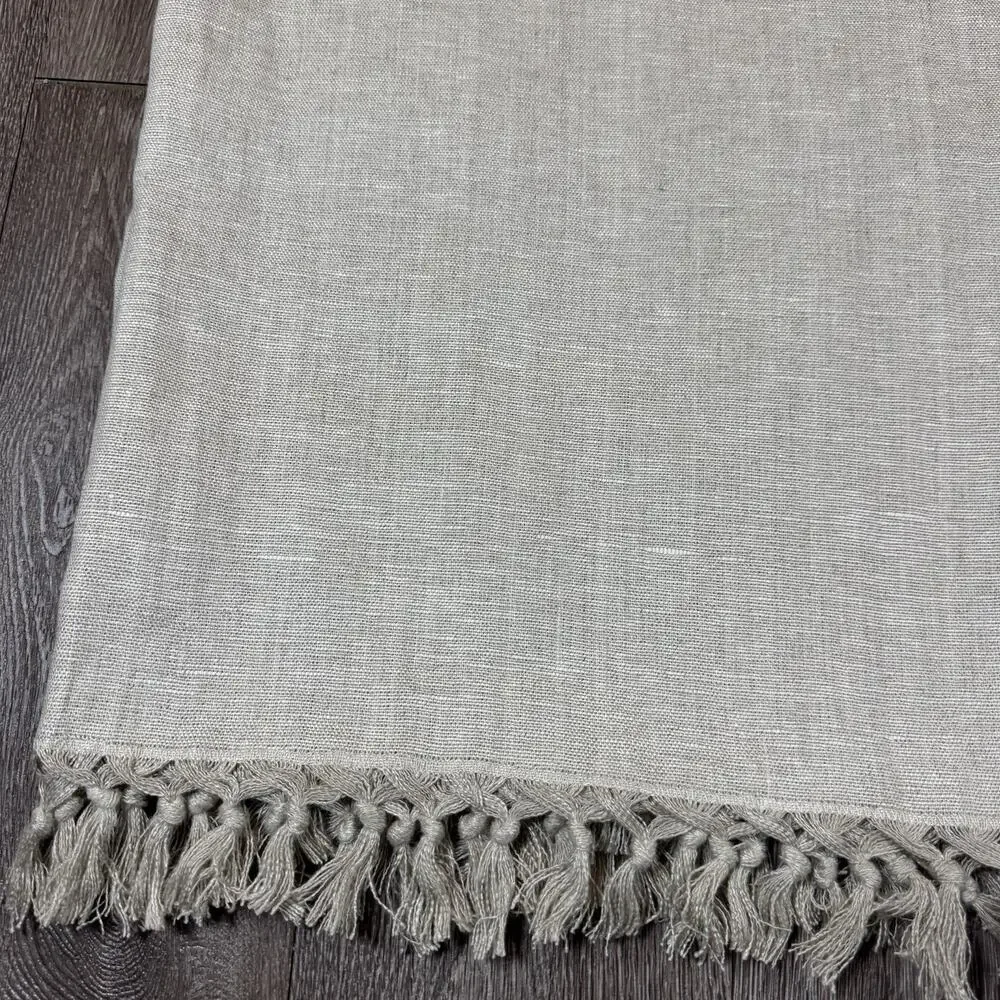 Pottery Barn Tablecloth Fringe 100% Linen 50 inch Beige Square